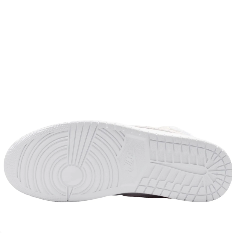Air Jordan 1 Mid White Sneakers with Silver-Tone Accents