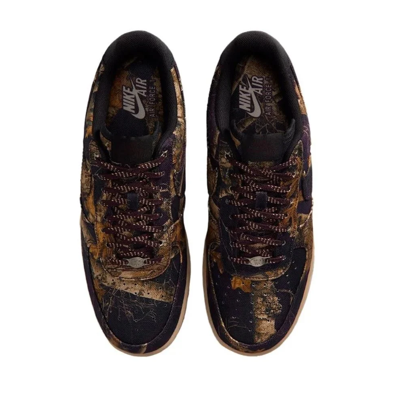 Nike Air Force 1 Low Woodland Camo Sneakers with Tan Midsole