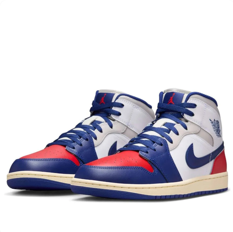 Air Jordan 1 Mid Red, White & Blue Sneakers
