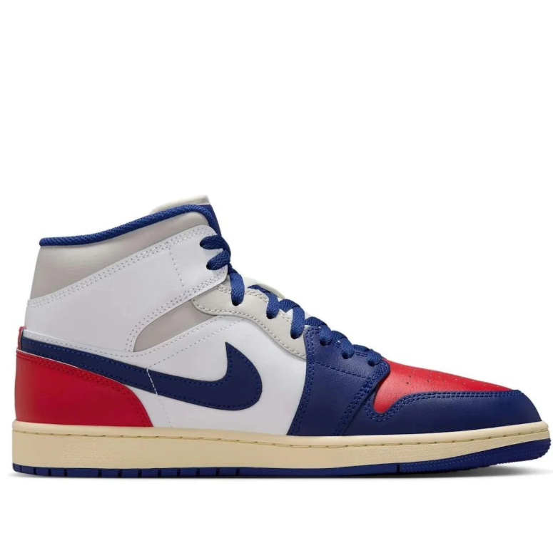 Air Jordan 1 Mid Red, White & Blue Sneakers