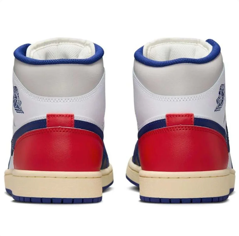 Air Jordan 1 Mid Red, White & Blue Sneakers