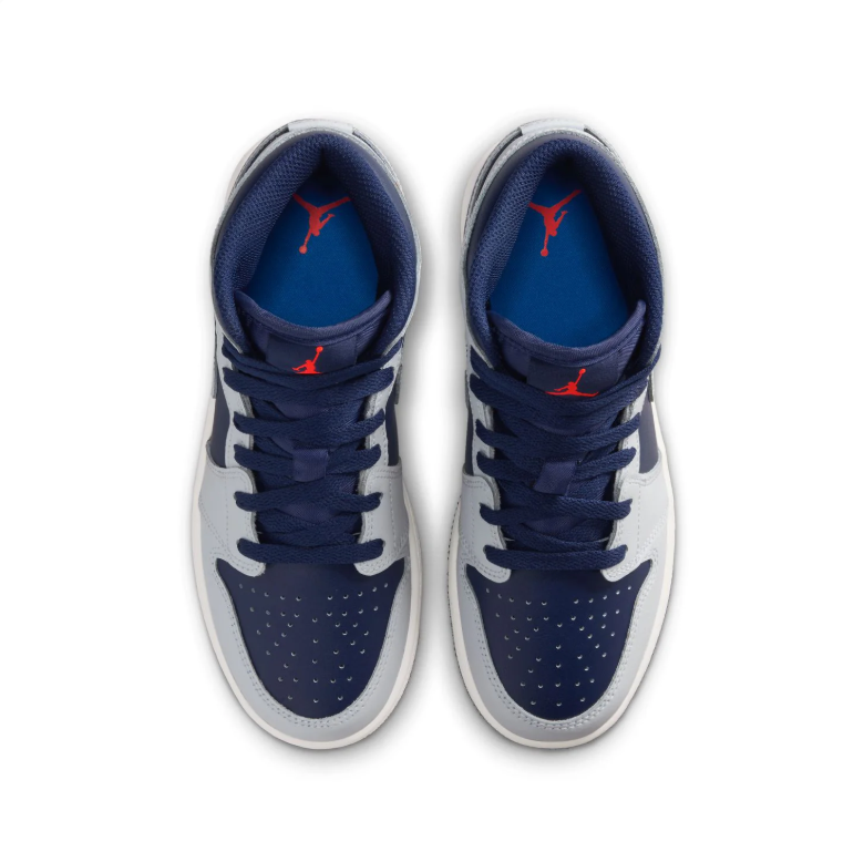 Air Jordan 1 Mid Navy & Light Gray Sneakers