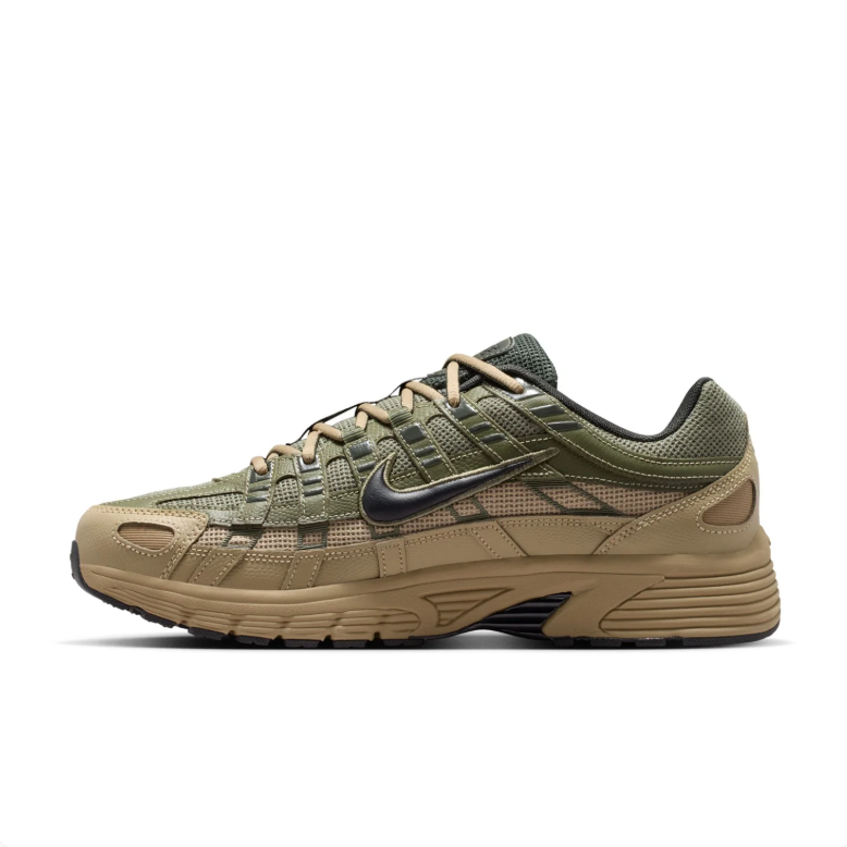 Nike Olive & Khaki Low-Top Sneakers with Black Swoosh