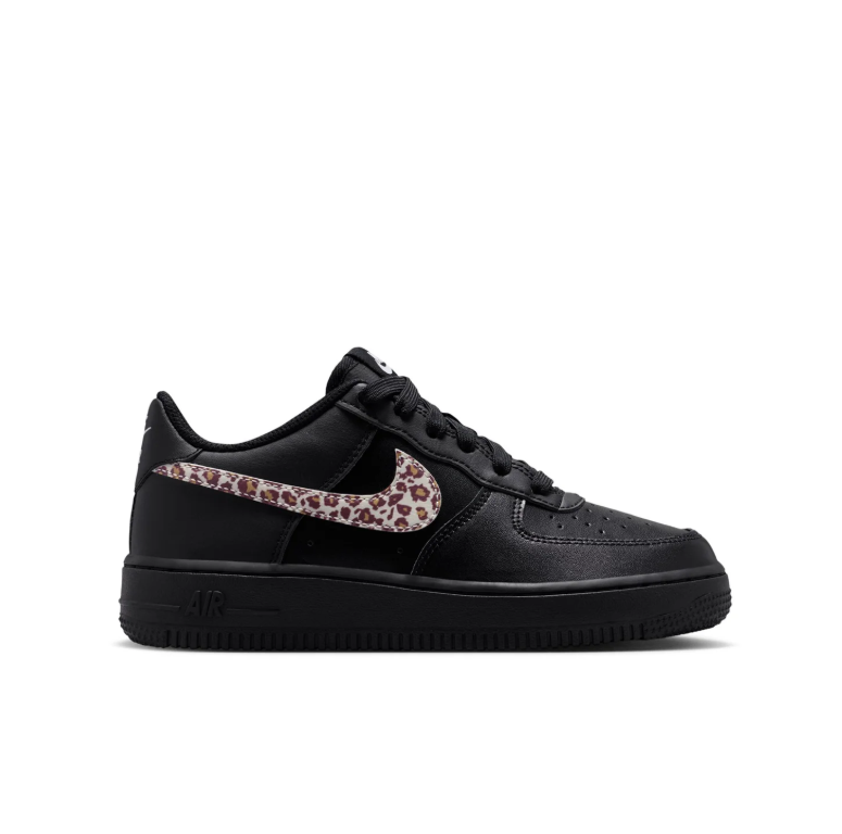 Nike Air Force 1 Low Black Sneakers with Leopard-Print Swoosh