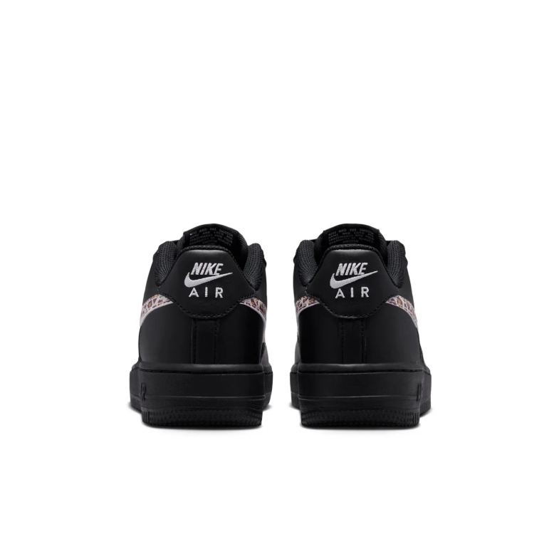 Nike Air Force 1 Low Black Sneakers with Leopard-Print Swoosh