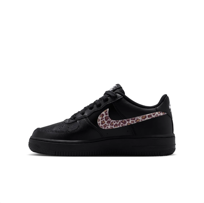 Nike Air Force 1 Low Black Sneakers with Leopard-Print Swoosh