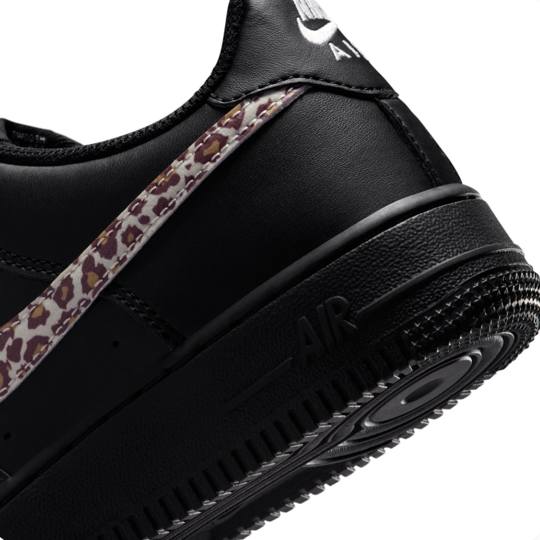 Nike Air Force 1 Low Black Sneakers with Leopard-Print Swoosh
