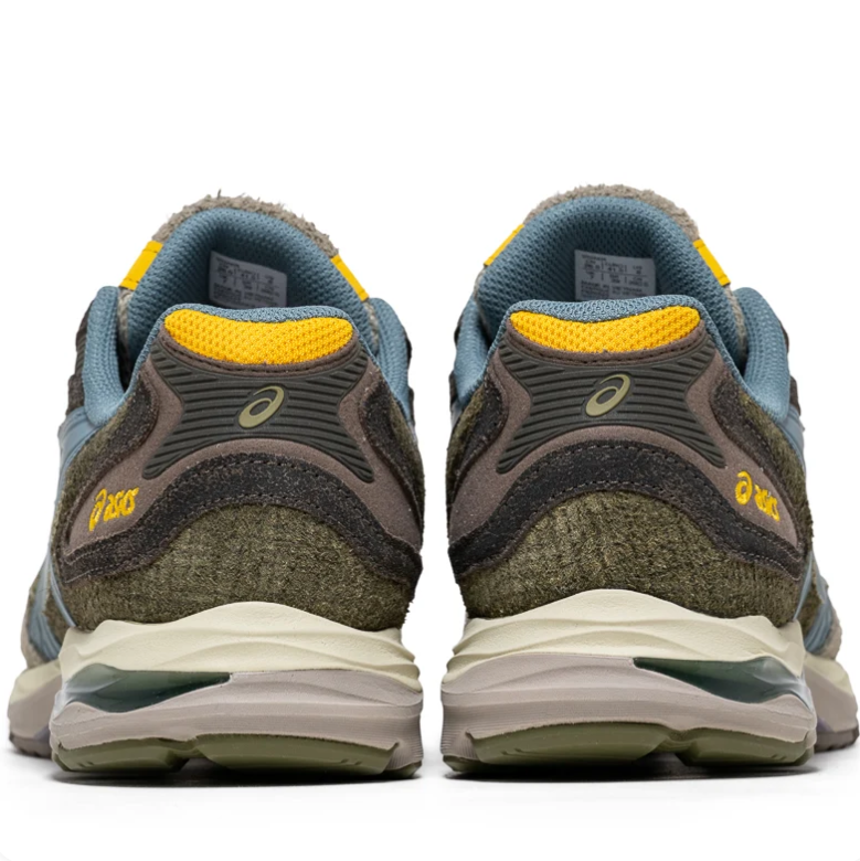 ASICS Olive & Blue Low-Top Sneakers with Yellow Accents