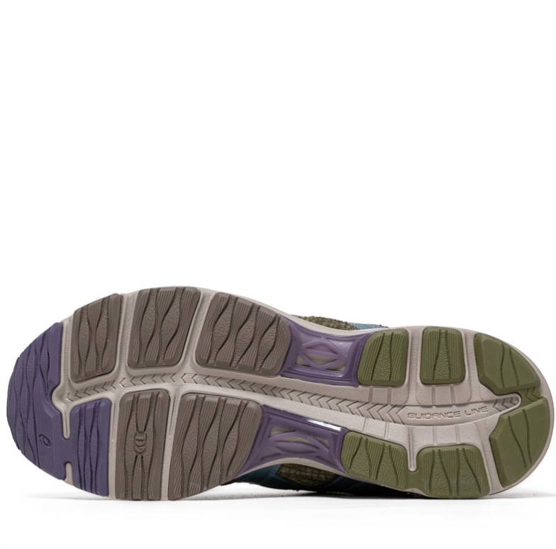 ASICS Olive & Blue Low-Top Sneakers with Yellow Accents